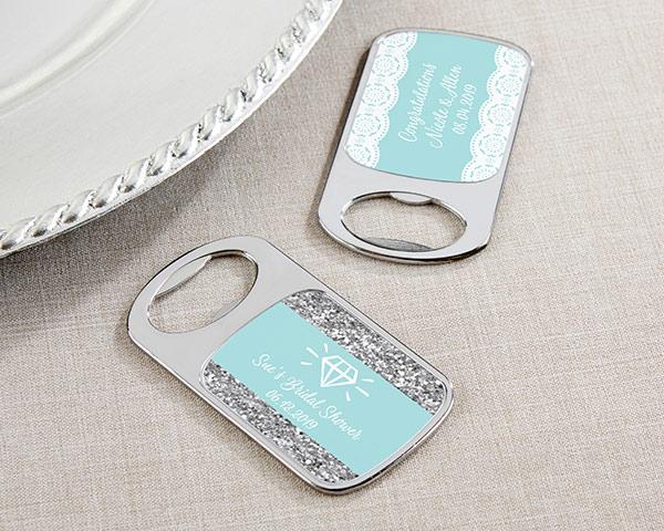 Personalized Silver Bottle Opener with Epoxy Dome - Beach Tides Personalized Silver Bottle Opener - Something Blue 