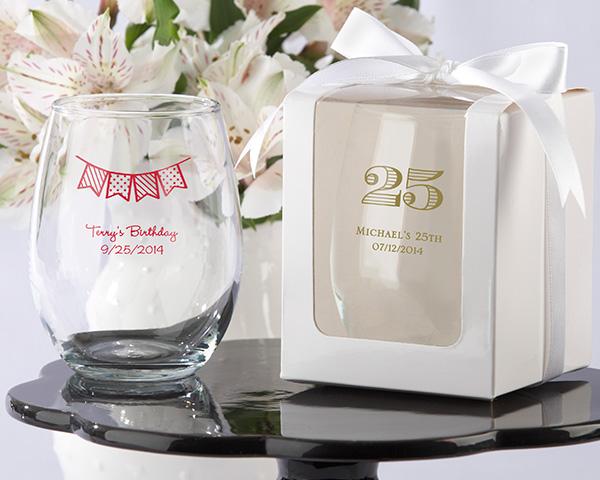 Personalized Stemless Wine Glass (Birthday Designs) (White or Kraft Gift Box Available) Personalized Stemless Wine Glass (Birthday Designs) (White or Kraft Gift Box Available) 