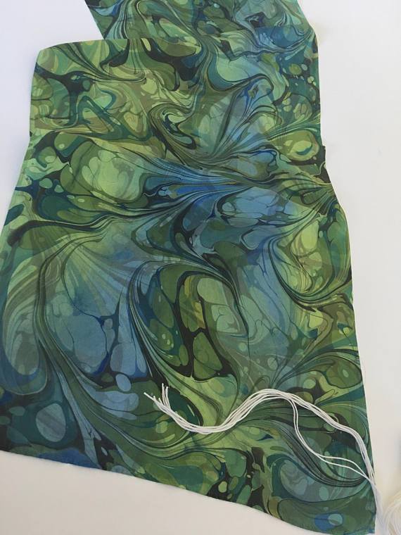 Personalized Swirl Silk Tallit Collection Green/Blue 14 x 72" 