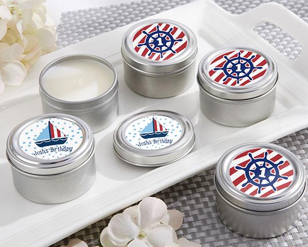 Personalized Travel Candle - Birthday Personalized Travel Candle - Kate's Nautical Birthday Collection 
