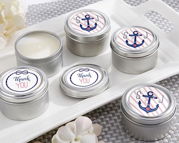 Personalized Travel Candle - Birthday Personalized Travel Candle - Kate's Nautical Bridal Shower Collection 