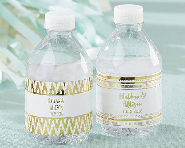 Personalized Water Bottle Labels - Kate's Nautical Wedding Collection Personalized Water Bottle Labels - Gold Foil 