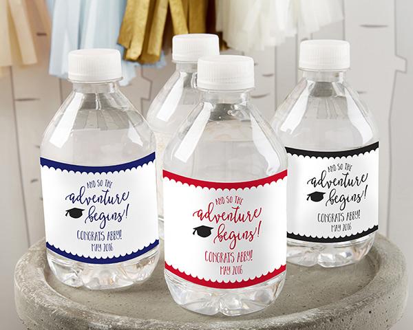 Personalized Water Bottle Labels - Kate's Nautical Wedding Collection Personalized Water Bottle Labels - Graduation Adventure Begins 