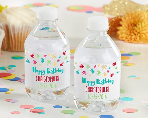 Personalized Water Bottle Labels - Kate's Nautical Wedding Collection Personalized Water Bottle Labels - Happy Birthday 