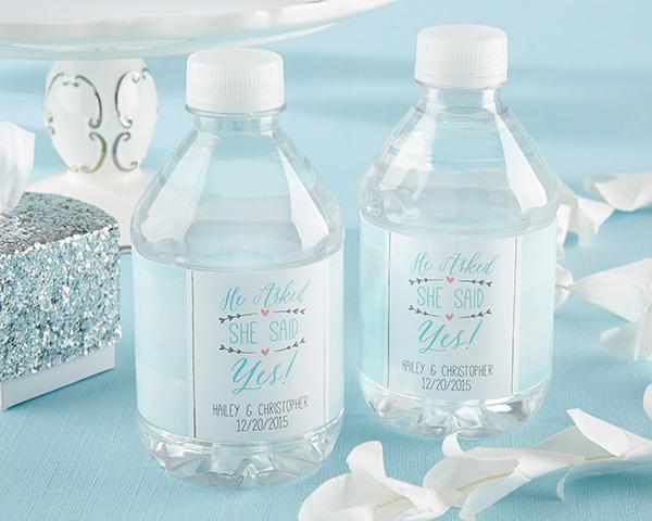 Personalized Water Bottle Labels - Kate's Nautical Wedding Collection Personalized Water Bottle Labels - He Asked, She Said Yes 