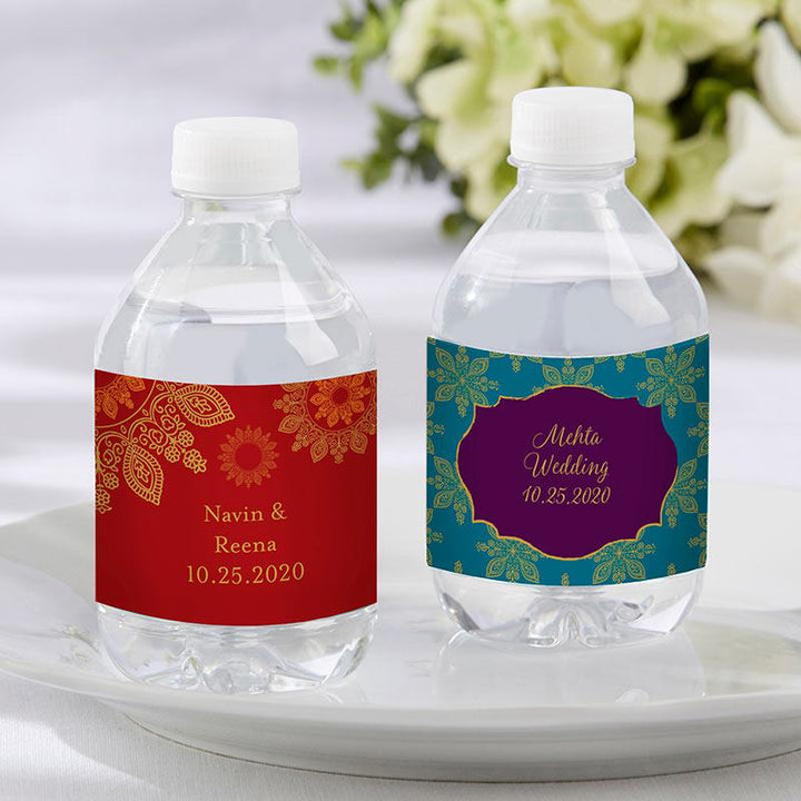 Personalized Water Bottle Labels - Kate's Nautical Wedding Collection Personalized Water Bottle Labels - Indian Jewel 