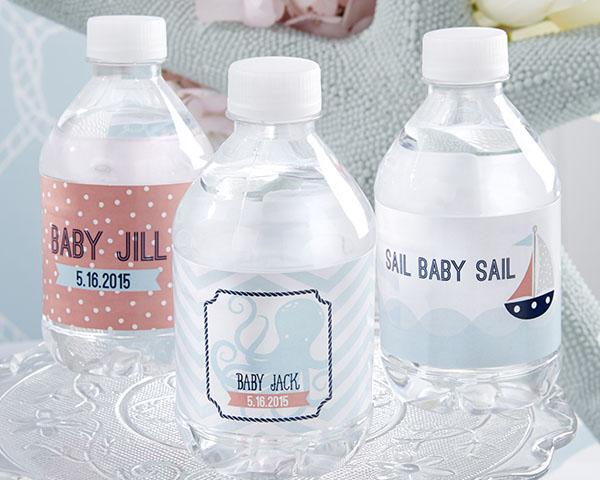 Personalized Water Bottle Labels - Kate's Nautical Wedding Collection Personalized Water Bottle Labels - Kate's Nautical Baby Collection 