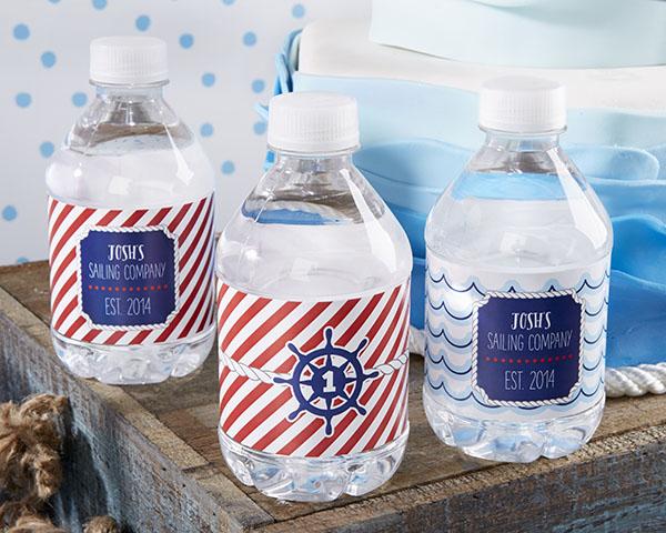 Personalized Water Bottle Labels - Kate's Nautical Wedding Collection Personalized Water Bottle Labels - Kate's Nautical Birthday Collection 