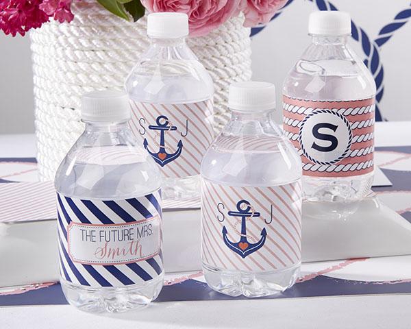 Personalized Water Bottle Labels - Kate's Nautical Wedding Collection Personalized Water Bottle Labels - Kate's Nautical Bridal Collection 