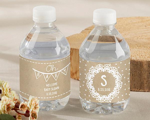 Personalized Water Bottle Labels - Kate's Nautical Wedding Collection Personalized Water Bottle Labels - Rustic Charm Baby Shower 