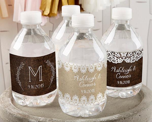 Personalized Water Bottle Labels - Kate's Nautical Wedding Collection Personalized Water Bottle Labels - Rustic Charm Wedding 