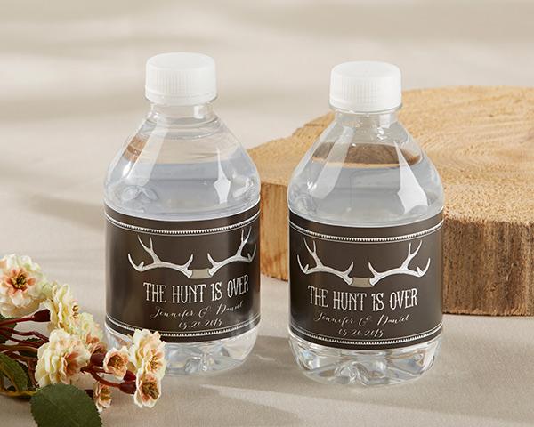 Personalized Water Bottle Labels - Kate's Nautical Wedding Collection Personalized Water Bottle Labels - The Hunt Is Over 