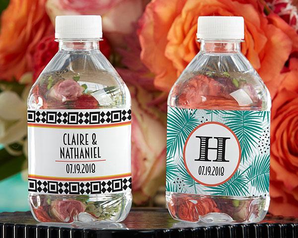 Personalized Water Bottle Labels - Kate's Nautical Wedding Collection Personalized Water Bottle Labels - Tropical Chic 