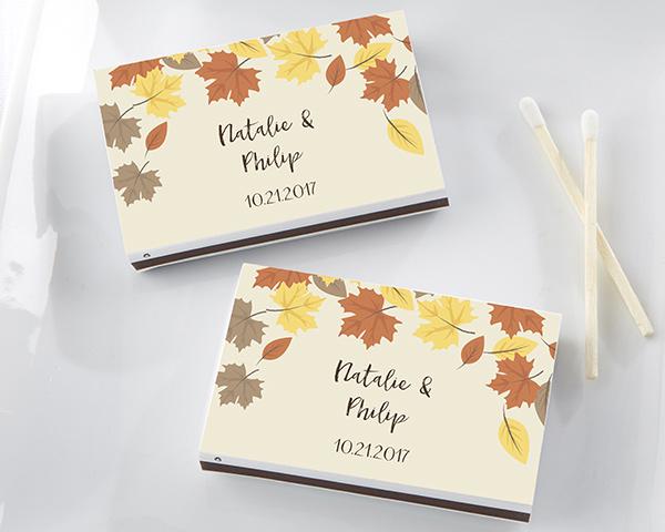 Personalized White Matchboxes - Beach (Set of 50) Personalized White Matchboxes - Fall Leaves (Set of 50) 