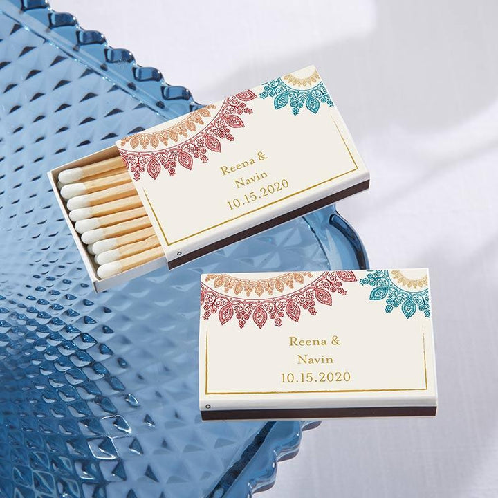Personalized White Matchboxes - Beach (Set of 50) Personalized White Matchboxes - Indian Jewel (Set of 50) 