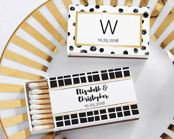 Personalized White Matchboxes - Beach (Set of 50) Personalized White Matchboxes - Modern Classic (Set of 50) 