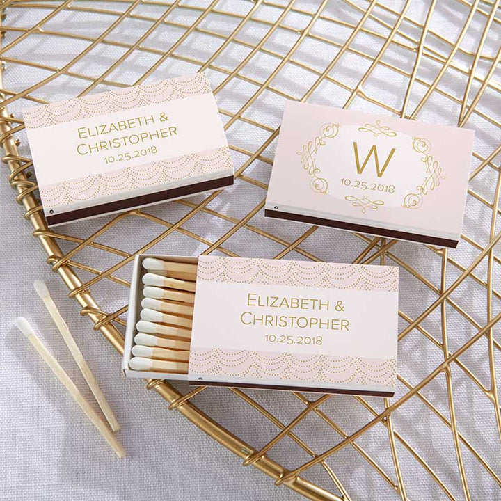 Personalized White Matchboxes - Beach (Set of 50) Personalized White Matchboxes - Modern Romance (Set of 50) 