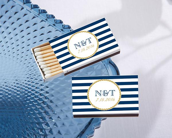 Personalized White Matchboxes - Beach (Set of 50) Personalized White Matchboxes - Nautical (Set of 50) 