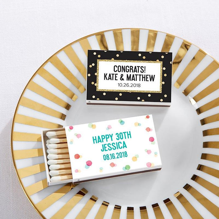 Personalized White Matchboxes - Beach (Set of 50) Personalized White Matchboxes - Party Time (Set of 50) 