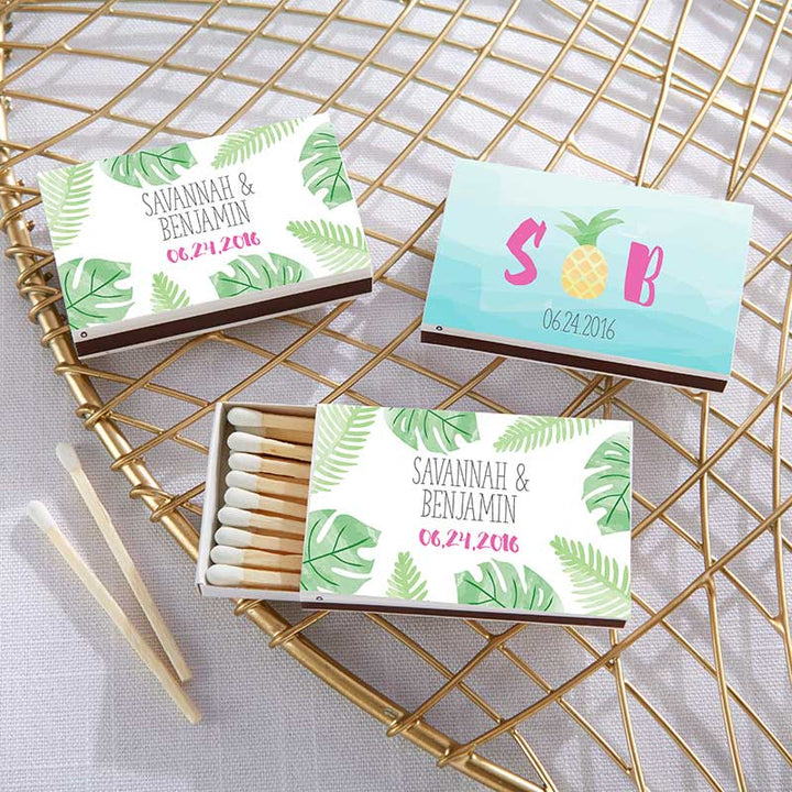 Personalized White Matchboxes - Beach (Set of 50) Personalized White Matchboxes - Pineapples & Palms (Set of 50) 