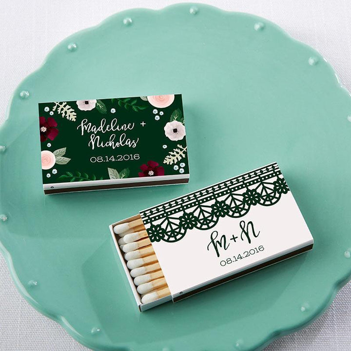 Personalized White Matchboxes - Beach (Set of 50) Personalized White Matchboxes - Romantic Garden (Set of 50) 