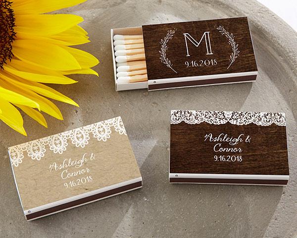 Personalized White Matchboxes - Beach (Set of 50) Personalized White Matchboxes - Rustic Charm Wedding (Set of 50) 