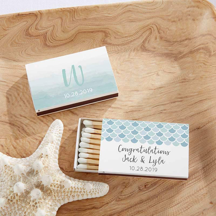 Personalized White Matchboxes - Beach (Set of 50) Personalized White Matchboxes - Seaside Escape (Set of 50) 