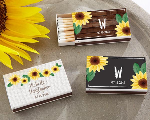 Personalized White Matchboxes - Beach (Set of 50) Personalized White Matchboxes - Sunflower (Set of 50) 