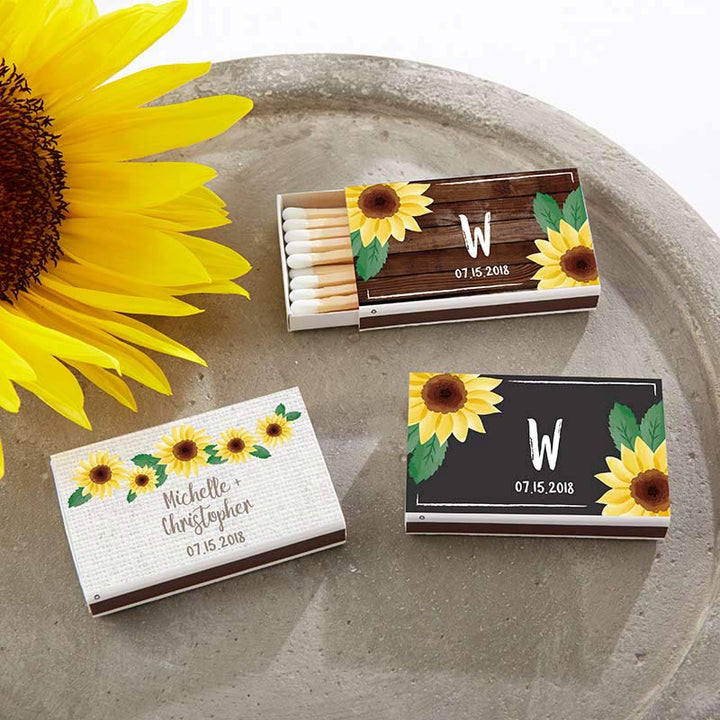 Personalized White Matchboxes - Beach (Set of 50) Personalized White Matchboxes - Sunflower (Set of 50) 