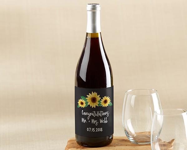 Personalized Wine Bottle Labels - Fall Personalized Wine Bottle Labels - Sunflower 