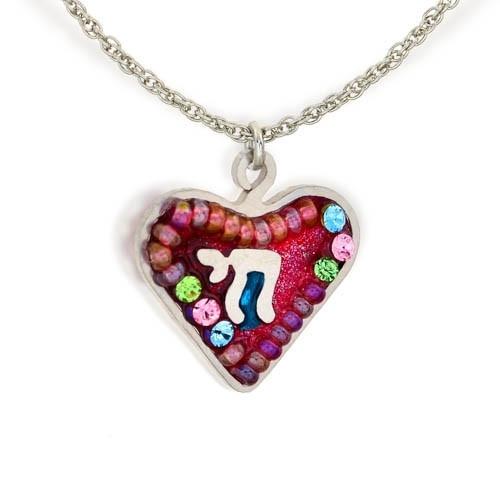 Pink Heart And Chai Necklace 