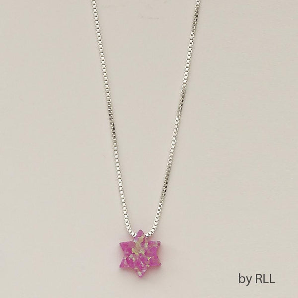 Pink Opal "star Of David" Pendant, On 16" Sterling Chain EVERYDAY 
