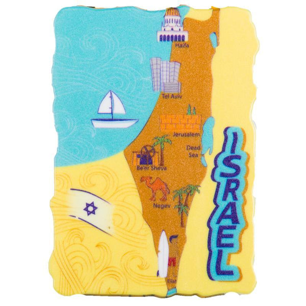 Plastic Israel Map Magnet 8x5.5 Cm- Colorful, English 5153 