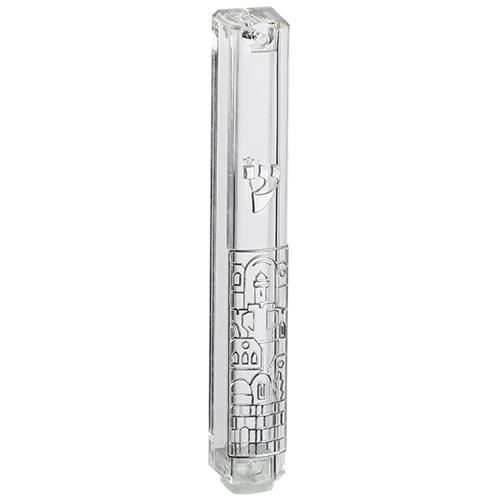 Plastic Mezuzah With Rubber Cork 12cm-clear And Silver 7075 