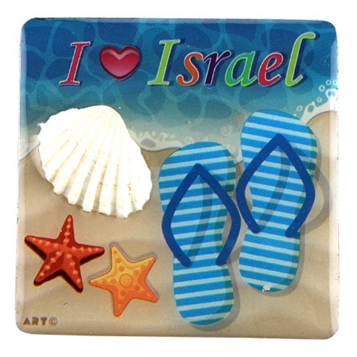 Plastic Seashell Magnet 6*6 Cm- I Love Israel 5153 