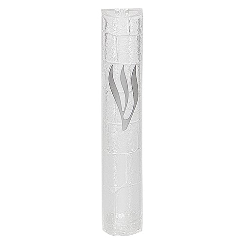Plastic Transparent Mezuzah With Rubber Cork 15 Cm- "the Kotel" With Silver Shin Mezuzahs, Mezuzah, Jewish Door Post Scroll 