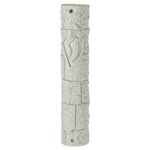 Polyresin Stone- Like Mezuzah 15 Cm White Color Mezuzahs, Mezuzah, Jewish Door Post Scroll 