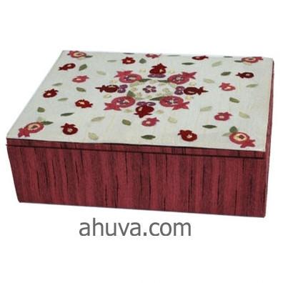 Pomegranates Red Embroidered Jewelry Box 