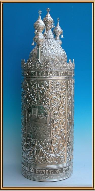 Premium All Sterling Silver Sephardic Torah Cases H 