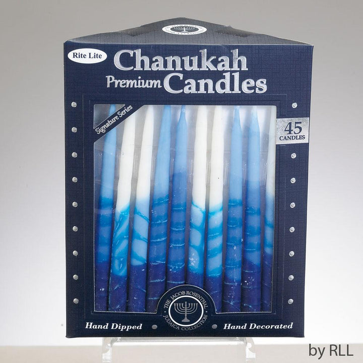 Premium Chan Candles,hand Crafted, Blue/white, 45/gift Box Chanuka 