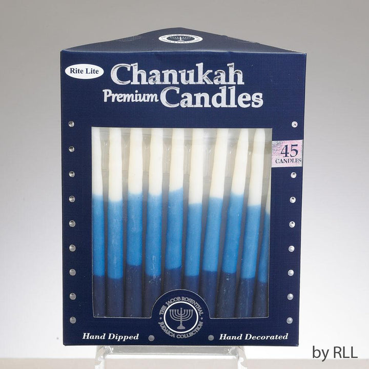 Premium Chanukah Candles, Blue/white Tri-color, 45/gift Box HAN 