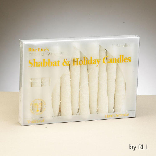 Premium Shabbat & Holiday Candles, White, 12/gift Box CEREMONIAL 