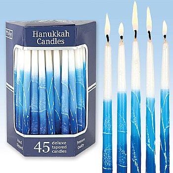 Premium Tapered Multi Blue Frosted Hanukkah Candles 