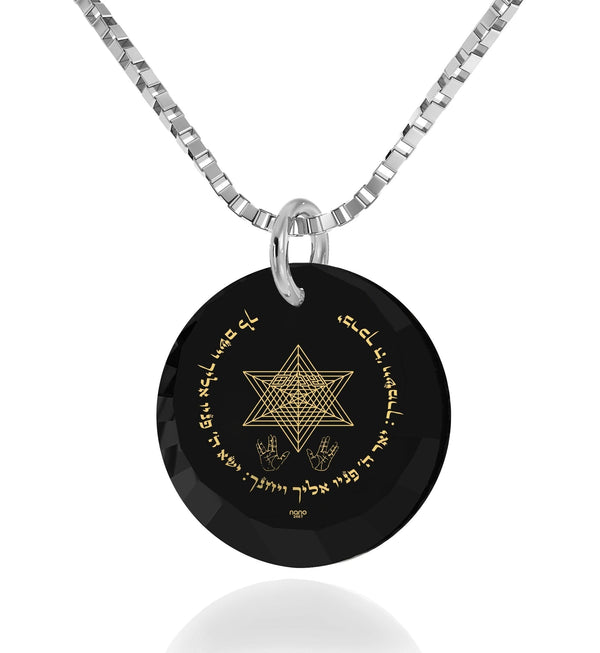 "Priestly Blessing", 925 Sterling Silver Necklace, Zirconia Necklace Black Jet 