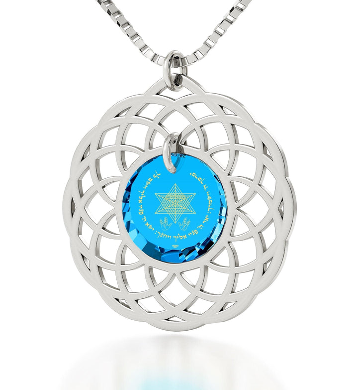 "Priestly Blessing", 925 Sterling Silver Necklace, Zirconia Necklace Turquoise Blue-Topaz 