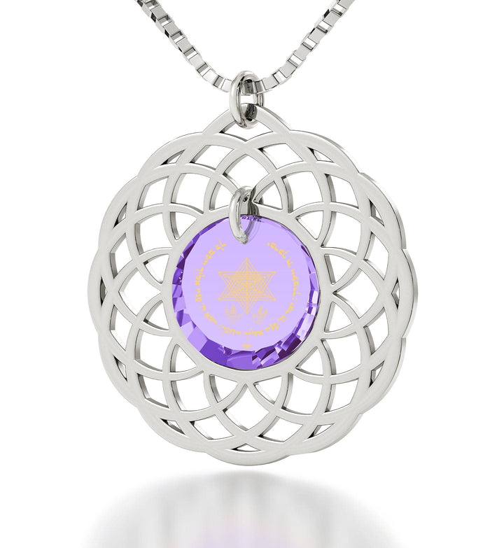 "Priestly Blessing", 925 Sterling Silver Necklace, Zirconia Necklace Violet Light Amethyst 