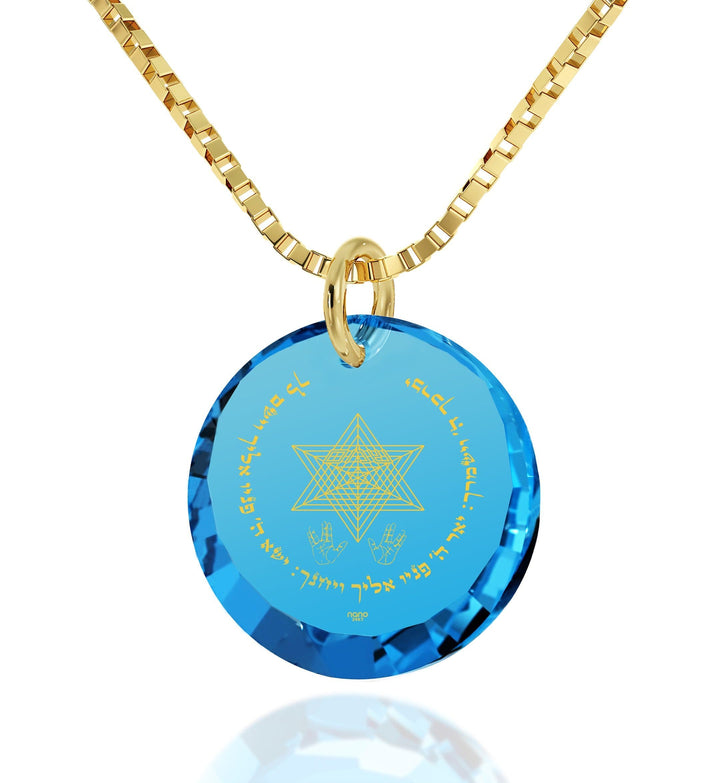"Priestly Blessing", Gold Filled Necklace, Zirconia Necklace Turquoise Blue-Topaz 