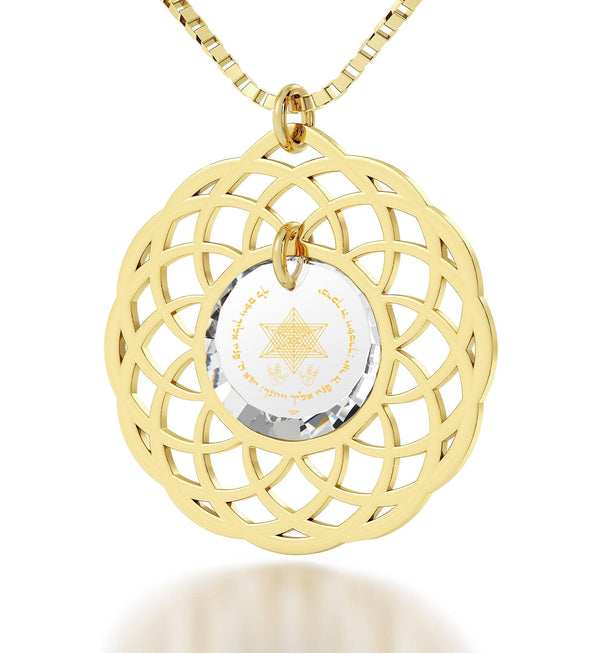 "Priestly Blessing", Sterling Silver Gold Plated (Vermeil) Necklace, Zirconia Necklace Clear Crystal 