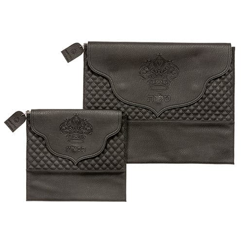 Pu Fabric Talit & Tefilin Set 38*31 Cm - Black Tallit and Tefillin Bags 