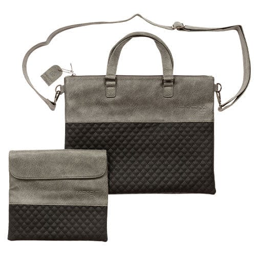 Pu Fabric Talit & Tefilin Set 38*31 Cm With Handles- Black And Gray Tallit and Tefillin Bags 